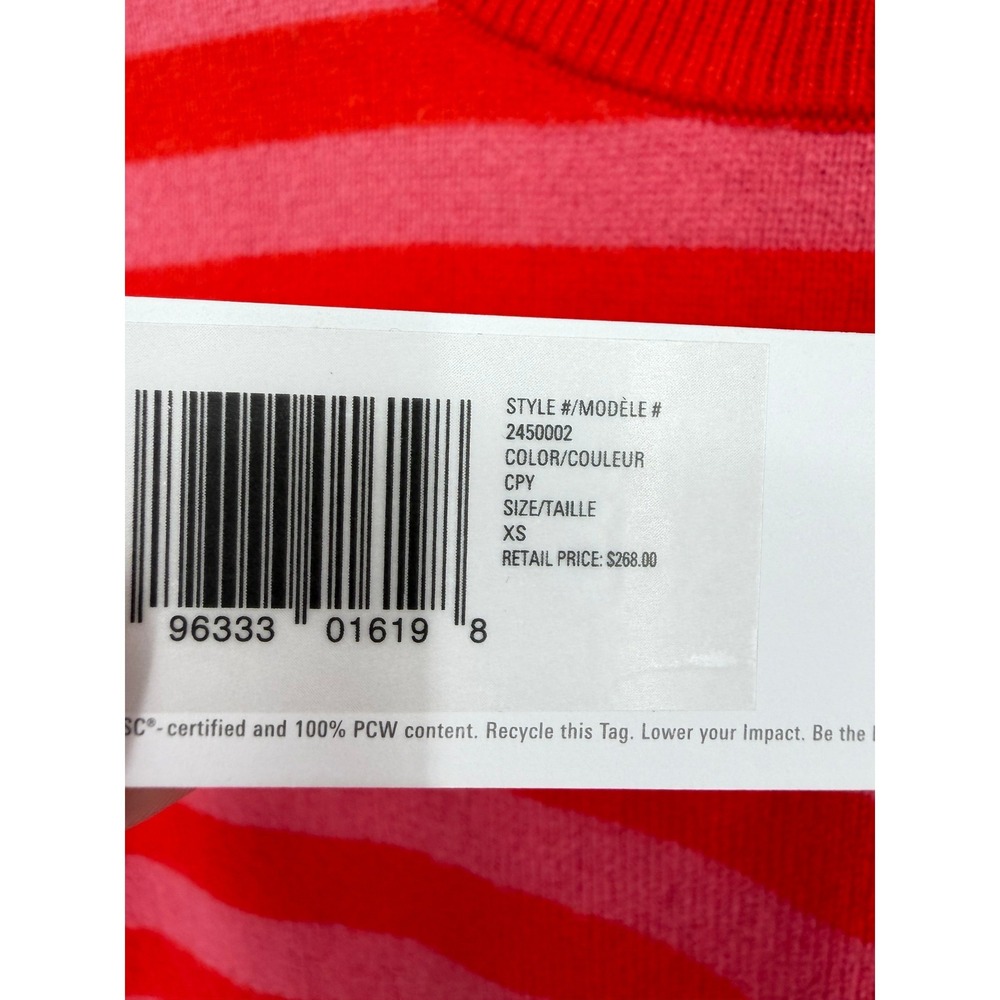 NEW Outerknown Red Pink Stripe 100% Cashmere Short Sleeve Sweater XS 2450002 - Picture 7 of 15